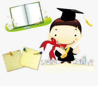 学校宣传卡通小博士书本便利贴免抠