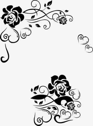 黑色玫瑰花纹欧式花纹免抠