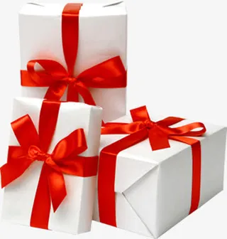 白色卡通丝带礼盒免抠