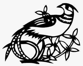 卡通黑色剪纸鸟免抠