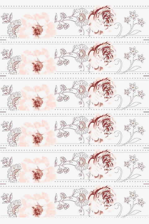 粉红花和棕色花几何免抠