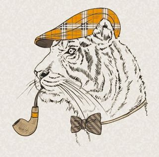 侦探老虎装饰画免抠