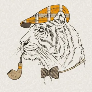 侦探老虎装饰画免抠
