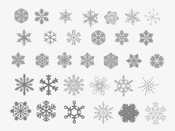 各式各样的白色雪花免抠