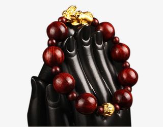 3D硬金貔貅手链足金转运珠免抠