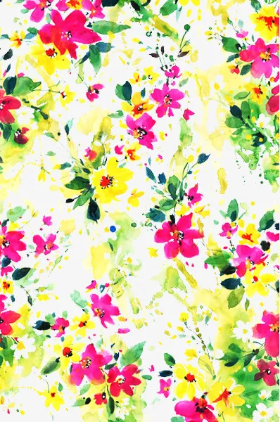 红花黄花植物水粉画免抠