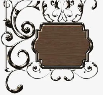 铁艺花纹木质标签边框免抠