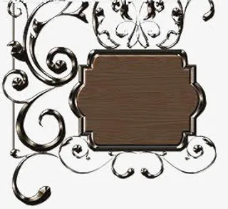 铁艺花纹木质标签边框免抠