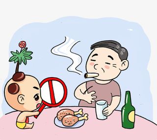 餐桌上抽烟的男人免抠