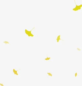 中秋节手绘黄色树叶免抠