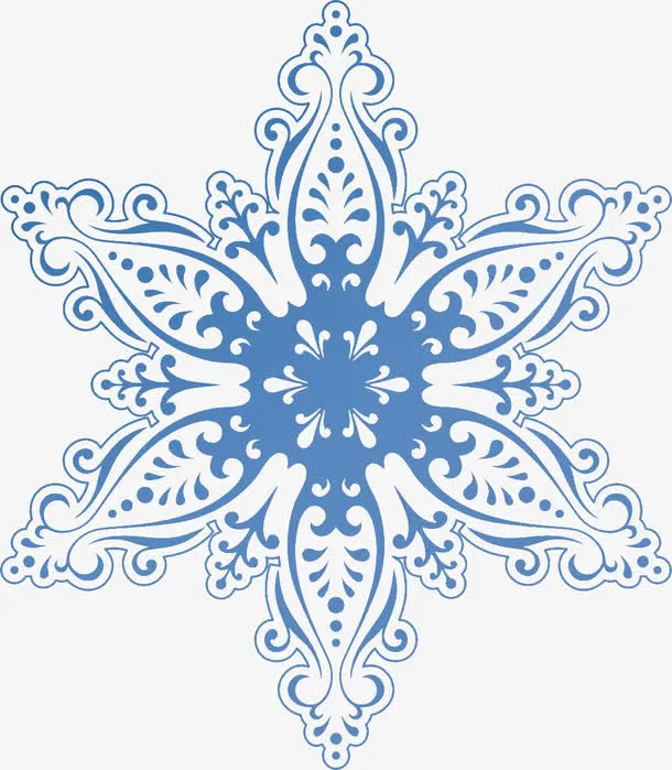 蓝色雪花免抠