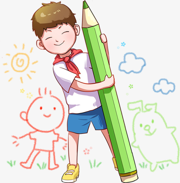上学 铅笔 儿童 画画 卡通免抠