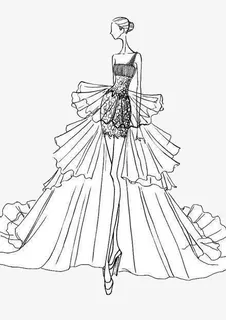 唯美婚纱 线稿 线条免抠