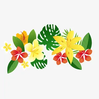 夏季热带植物花卉矢量图免抠