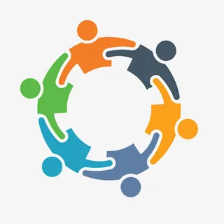 彩色卡通创意团结手拉手互相帮助免抠