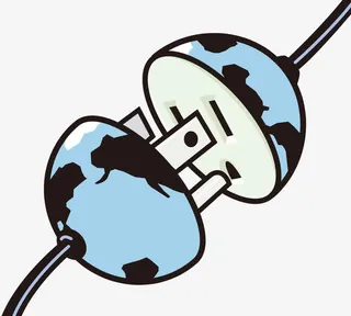 寓意丰富的地球和插头矢量素材免抠