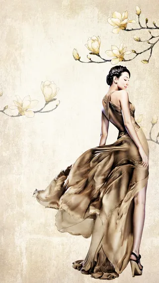 简约复古优雅女人PS源文件H5背景素材高清