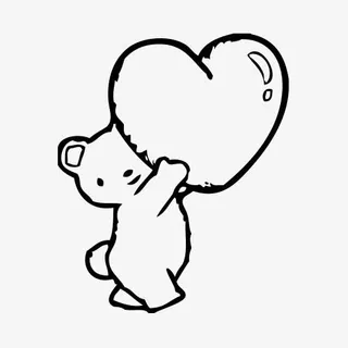 小熊黑白爱情元素免抠