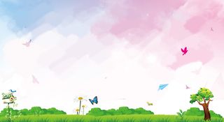 清新草地天空背景素材高清