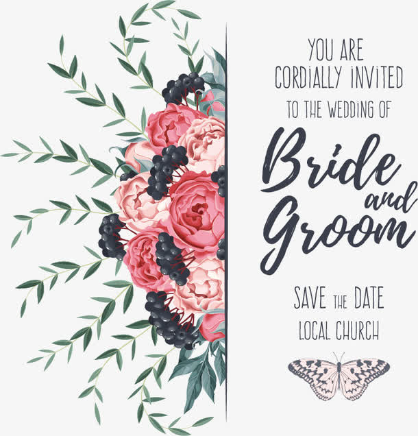 矢量请柬花纹免抠