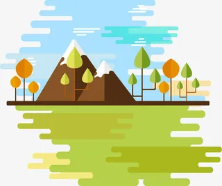 扁平化山林美景免抠