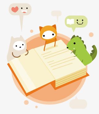 矢量卡通看书的小动物免抠手绘/卡通卡通元素