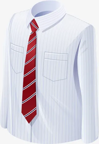 条纹男士白色衬衣免抠