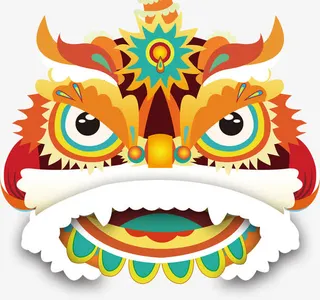 黄色可爱新年狮子头免抠