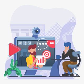 手绘卡通人物沟通合作素材免抠