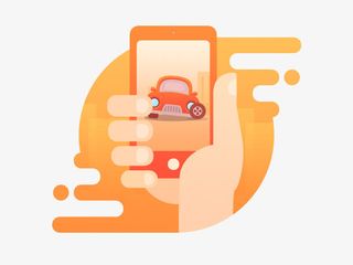 扁平化手拿手机免抠