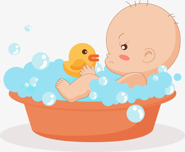 正在洗澡的宝宝图免抠