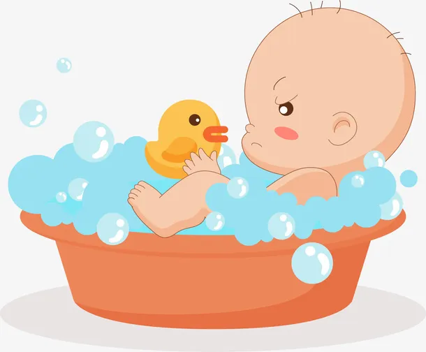 正在洗澡的宝宝图免抠