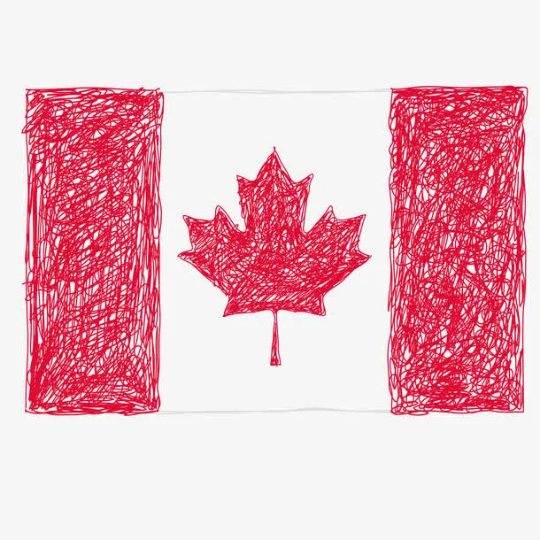 手绘枫叶旗矢量素材免抠