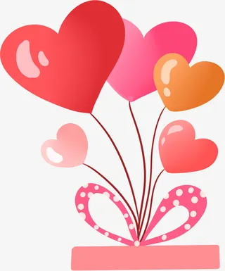 手绘七夕爱心气球插画免抠