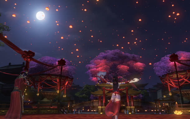 古风唯美花灯游戏原画背景