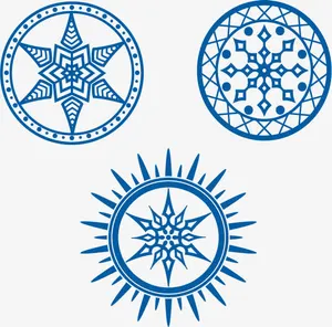 三个雪花徽章免抠