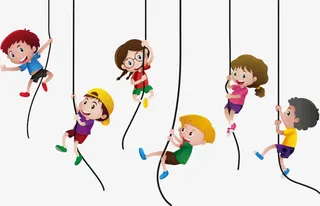攀爬绳子的孩子们免抠