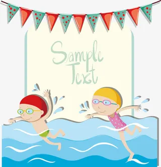 儿童教育游泳课免抠