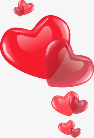 手绘红色心形气球图案免抠