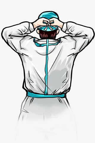 白衣天使背影免抠手绘/卡通卡通元素