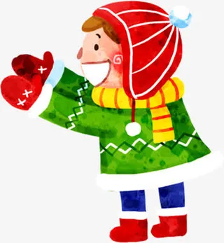 创意冬日人物卡通手绘免抠