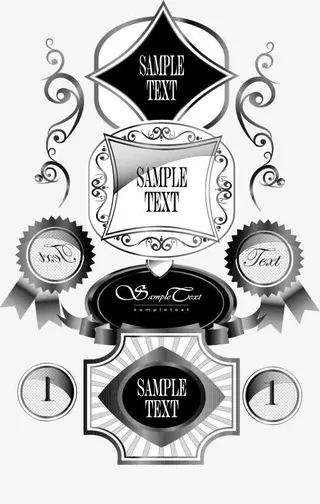 矢量方框多边形花纹免抠