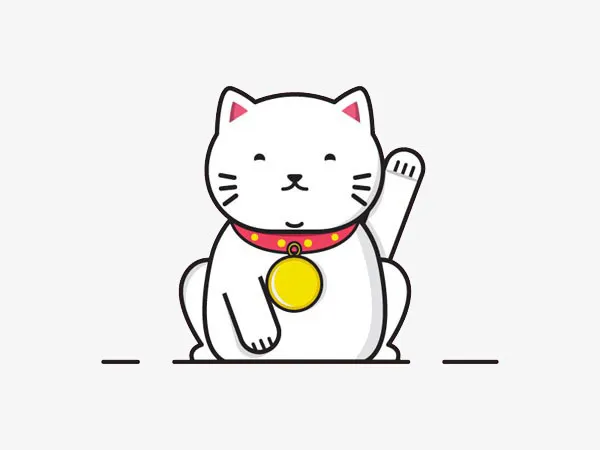 一只白色的招财猫免抠