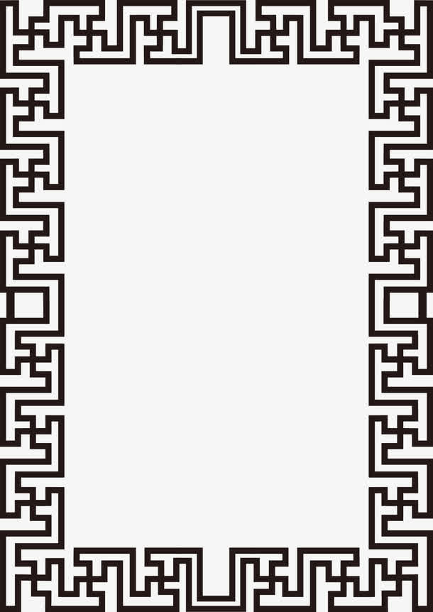 黑色线条复古花纹边框免抠