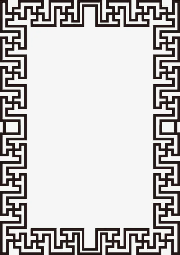 黑色线条复古花纹边框免抠