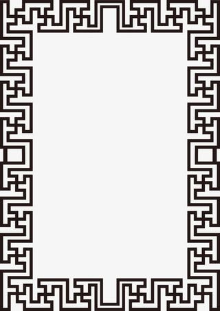 黑色线条复古花纹边框免抠