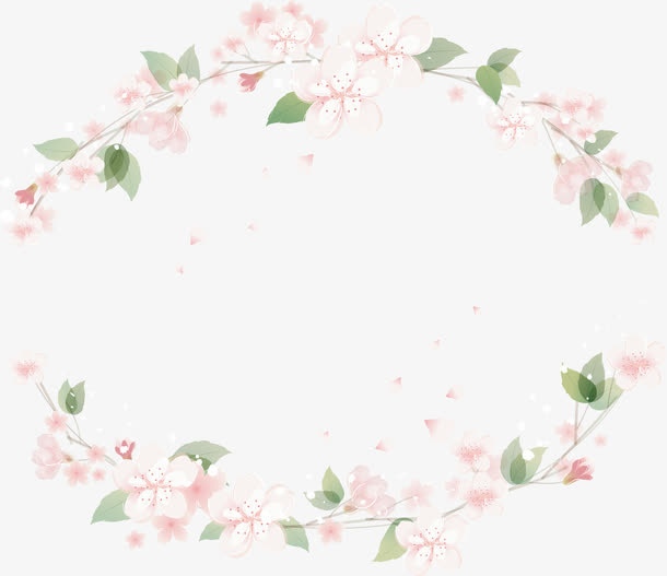 粉色花卉边框免抠