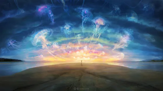 光效天空地面高清免抠