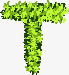 手绘绿色植物花卉创意英文字母T免抠 手绘绿色植物花卉创意英文字母T免抠