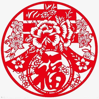 春节元素圆形春节剪纸免抠